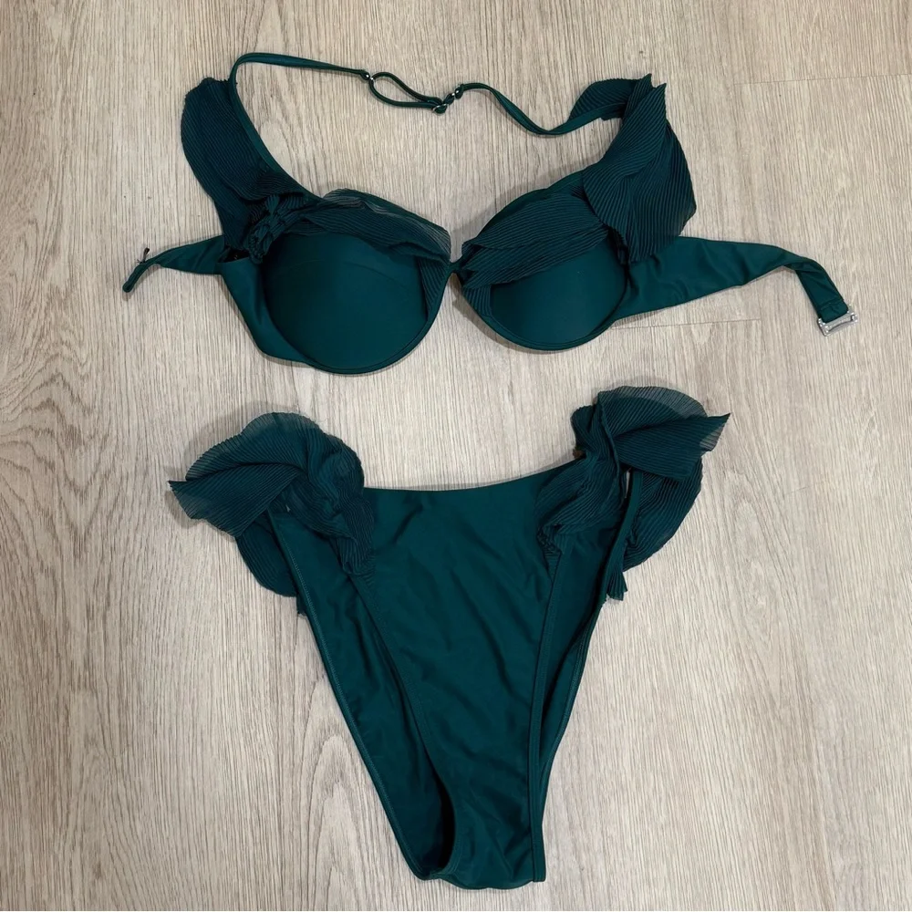 Teal Ruffled Bikini - Picture 2 of 4